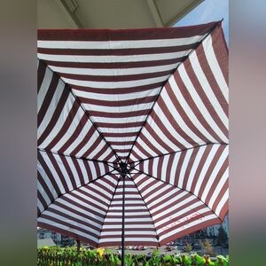 Henri Bendel New York Striped Brown & White Short Umbrella